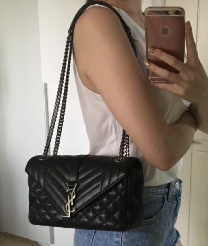 (국내발송) YS 입생로랑 수입고급 퀄팅 엔벨롭 믹스 마틀라세 숄더백