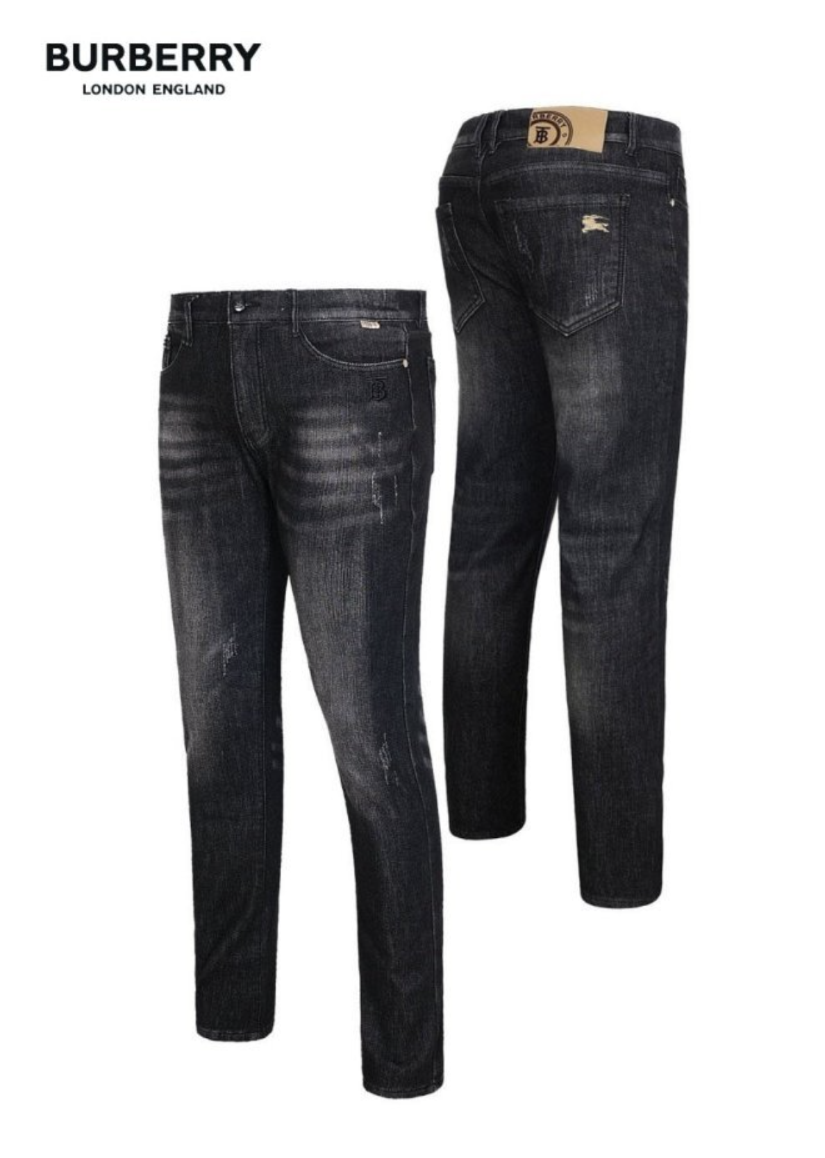 (국내발송) BB 버버리 골드기사 스틸탭 워싱 청바지