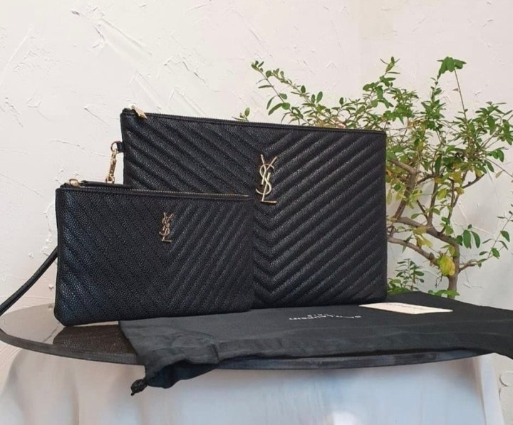 (국내발송) YS 입생로랑 쉐브론 클러치 셋트 레드