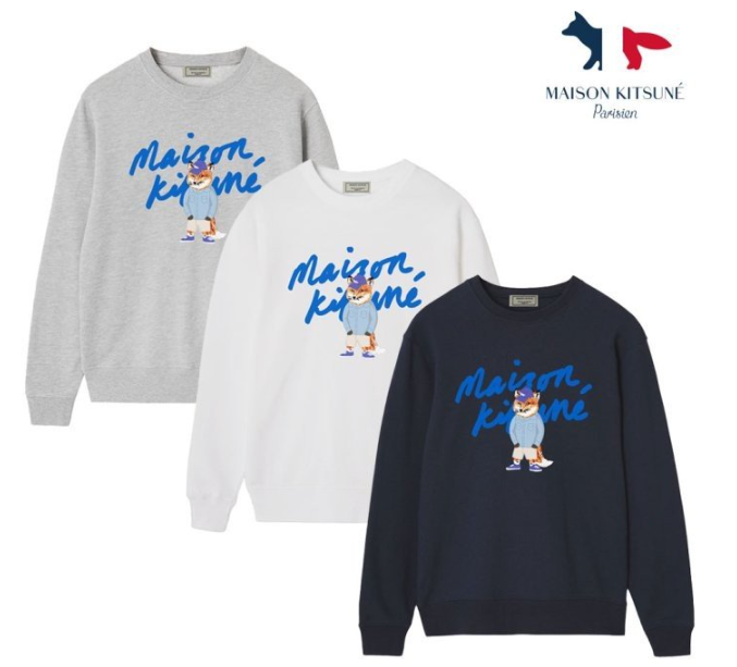 (국내) MK 메종키츠네 스텐드 폭스로고 맨투맨