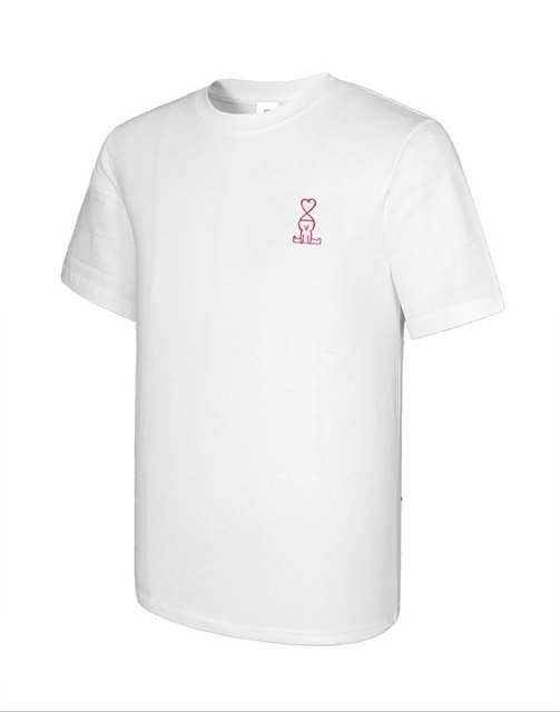 AM 아미 레드 라인 케릭터 하트 반팔 라운드