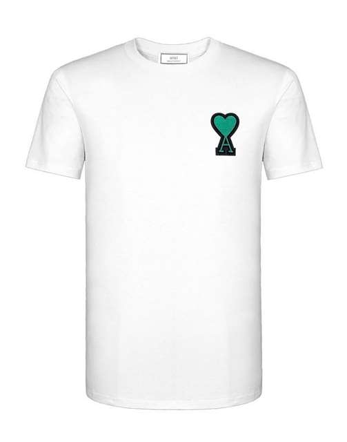 AM 아미 그린패치 라운드 반팔티