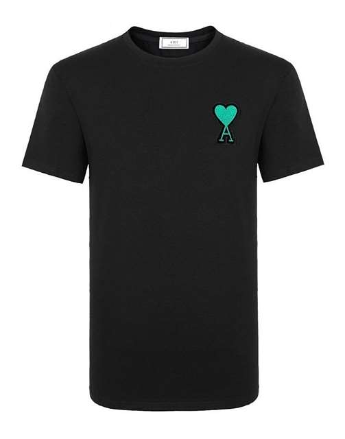 AM 아미 그린패치 라운드 반팔티