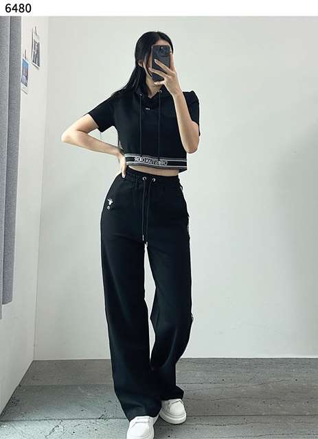 DO 디올 반팔 후드 라인 투피스 셋