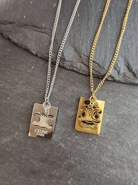 CL 셀린느 분리형 사각 스틸 목걸이
