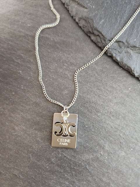 CL 셀린느 분리형 사각 스틸 목걸이