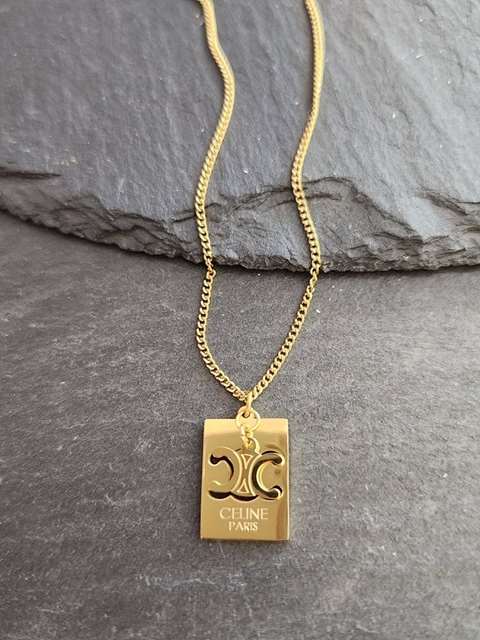 CL 셀린느 분리형 사각 스틸 목걸이