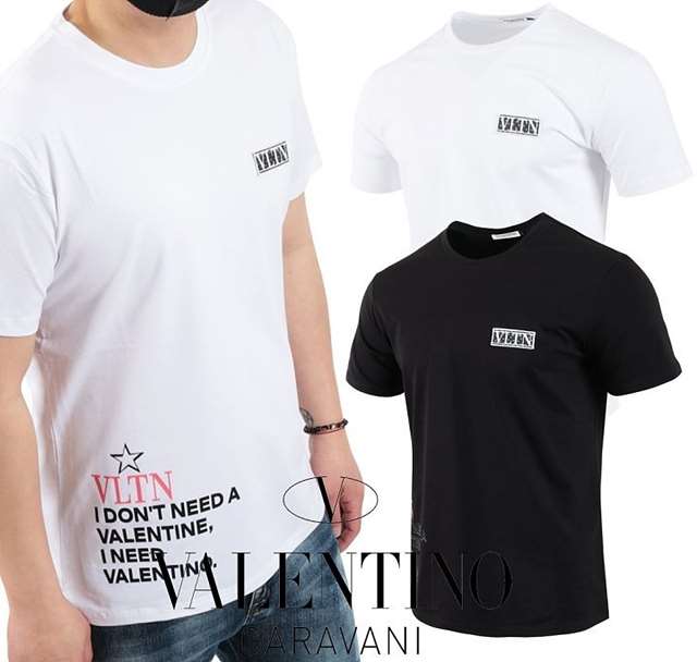 VT 발렌티노 레터링로고 실켓 반팔 티셔츠
