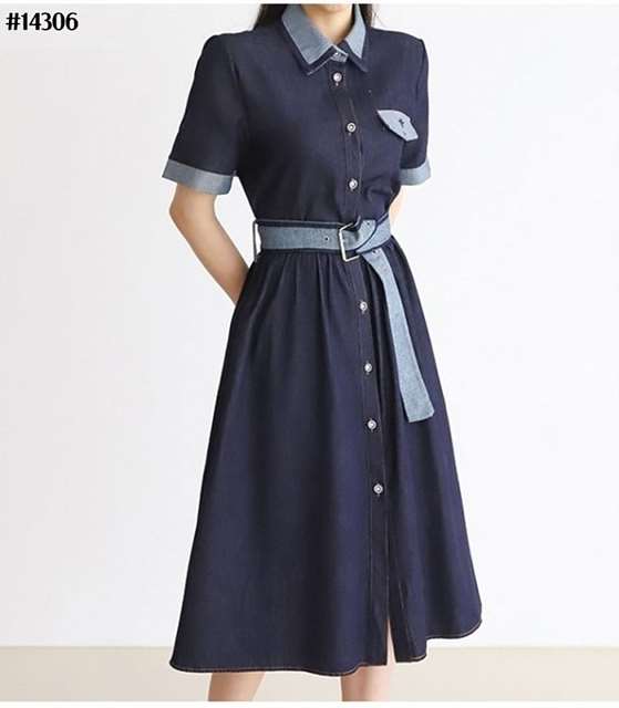 DO 디올 여성 데님 쿠튀르 셔츠 원피스