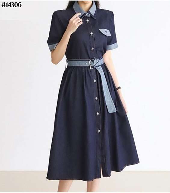 DO 디올 여성 데님 쿠튀르 셔츠 원피스