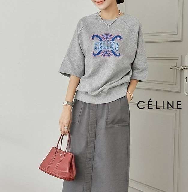 CL 셀린느 로고시보리반팔티셔츠