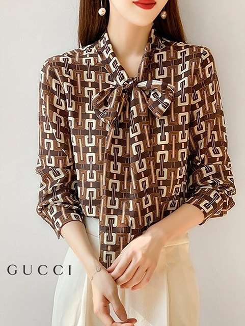 GC 구찌 타이패턴블라우스