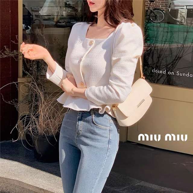 MU 미우미우 오브 트위드 블라우스