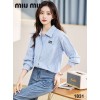 MU 미우미우 스트라이프 포켓 블라우스