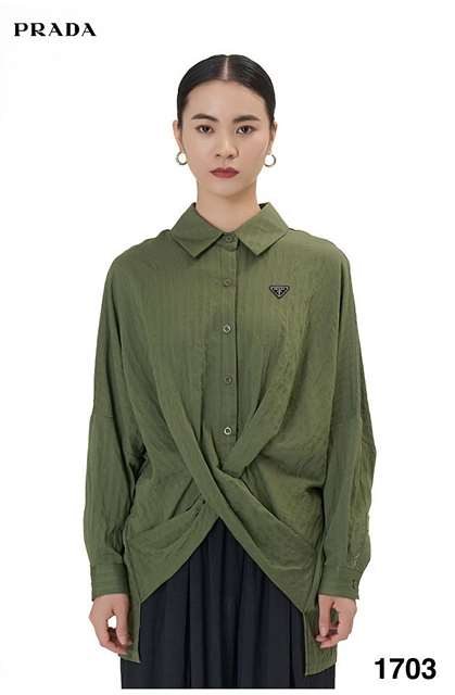 PD 프라다 꼬임 카라 블라우스