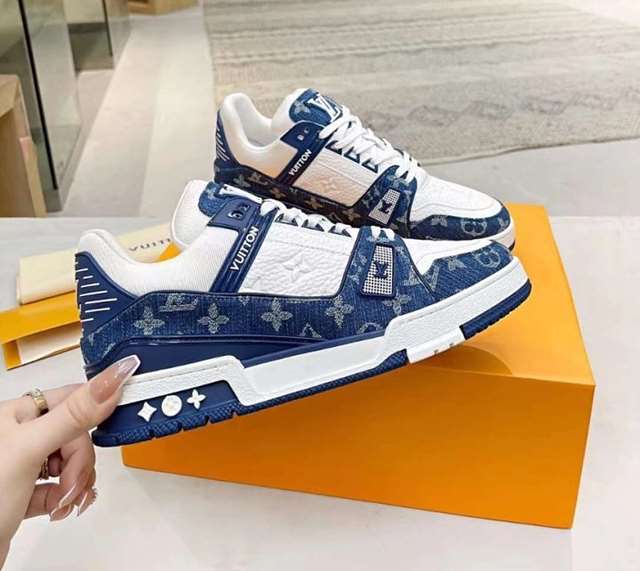 LV 루이비통 트레이너 스니커즈 데님 블루
