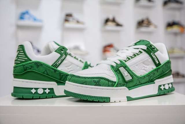 LV 루이비통 트레이너 스니커즈 데님 그린