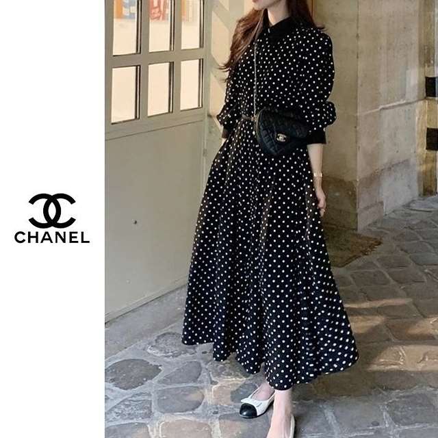 CN 샤넬 올리비아 도트 벨트원피스