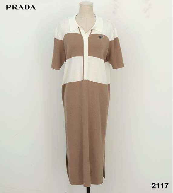 PD 프라다 빅하프 배색 원피스