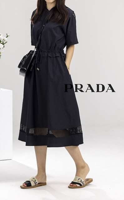 PD 프라다 코튼 스트링 후드원피스