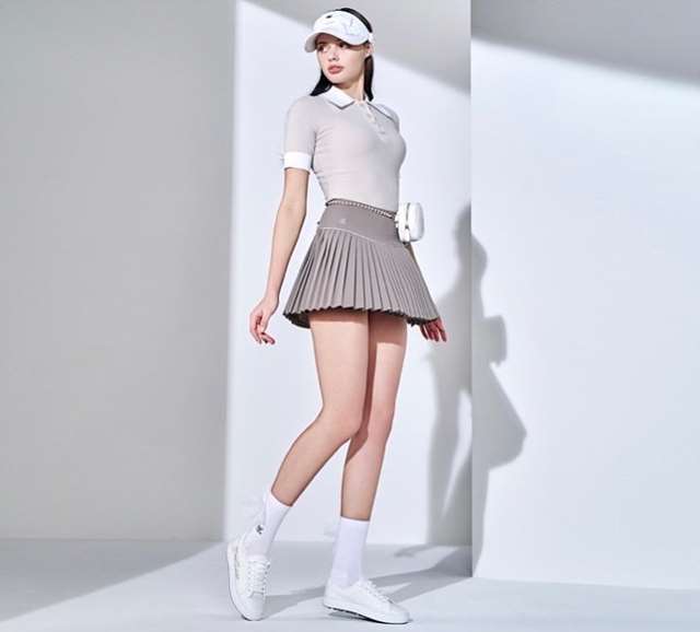 FA 페어라이어 새틴 플레어 플리츠 스커트