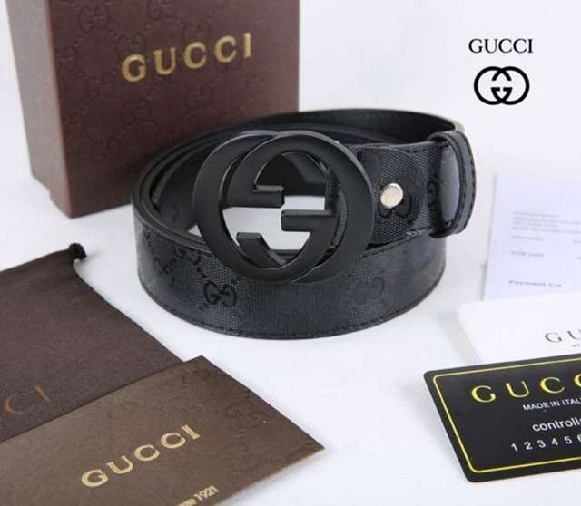 GC 구찌 인터로킹 GG 올블랙 벨트