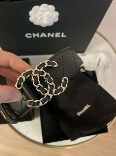 CN 샤넬 CC로고 체인 퀕팅 레더벨트