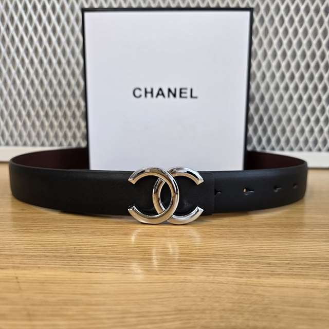 CN 샤넬 CC로고 레더 리버서블 벨트