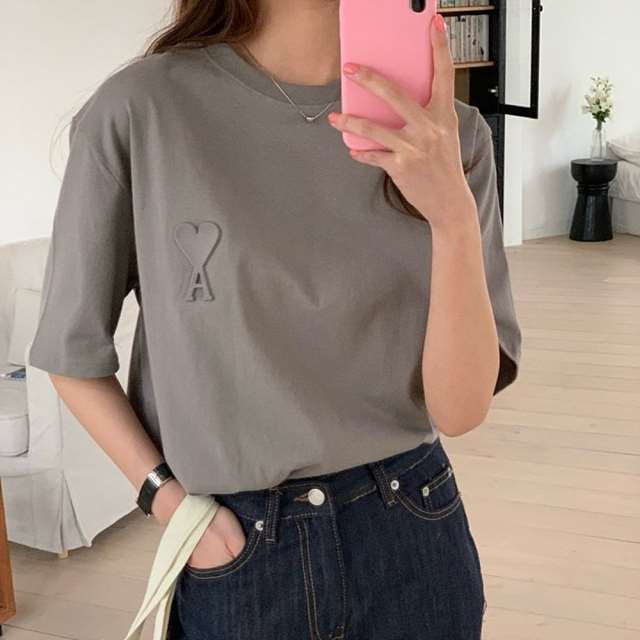 AM 아미 파리스 로고 엠보 반팔