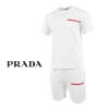 PD 프라다 레드 로고 패치 반팔 & 반바지 트레이닝 셋트