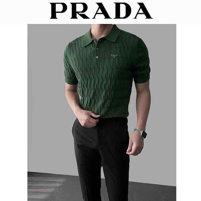 PD 프라다 꽈빼기 단추 카라 반팔