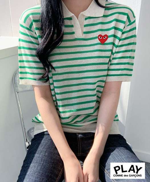 CD 꼼데가르송 레드하트 단가라 오픈 카라 반팔