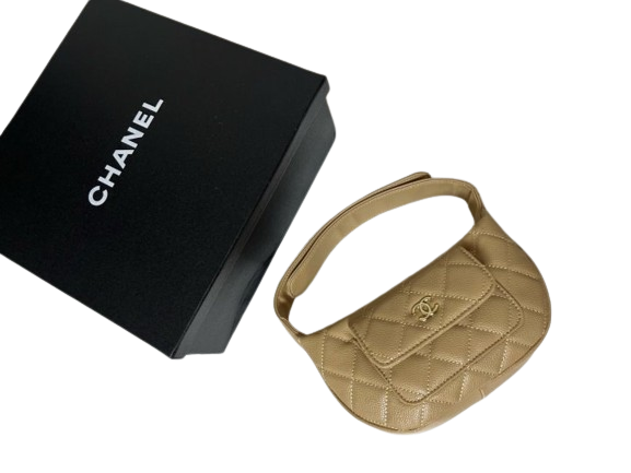 CN 샤넬 캐비어 포켓 탑핸들 미니 파우치 ( 베이지 )  