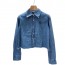MU 미우미우 여성 크롭 데님 셔츠 