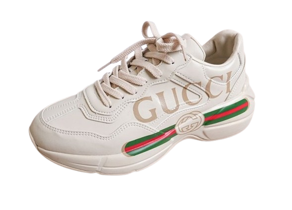 GC 구찌 띠 로고 라이톤 레더 스니커즈