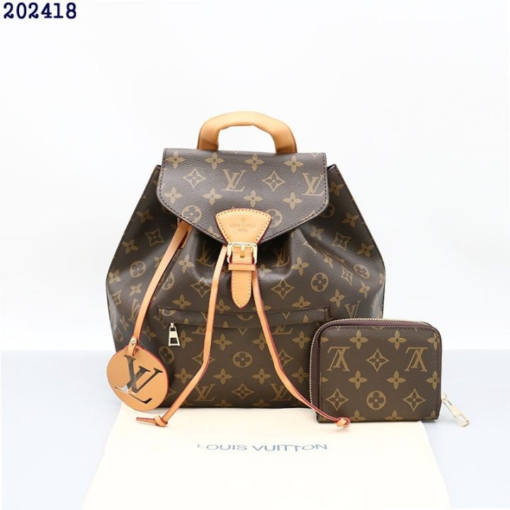 LV 루이비통 모노그램 몽수리 백팩 & 모노그램 지퍼 반지갑 (브라운)