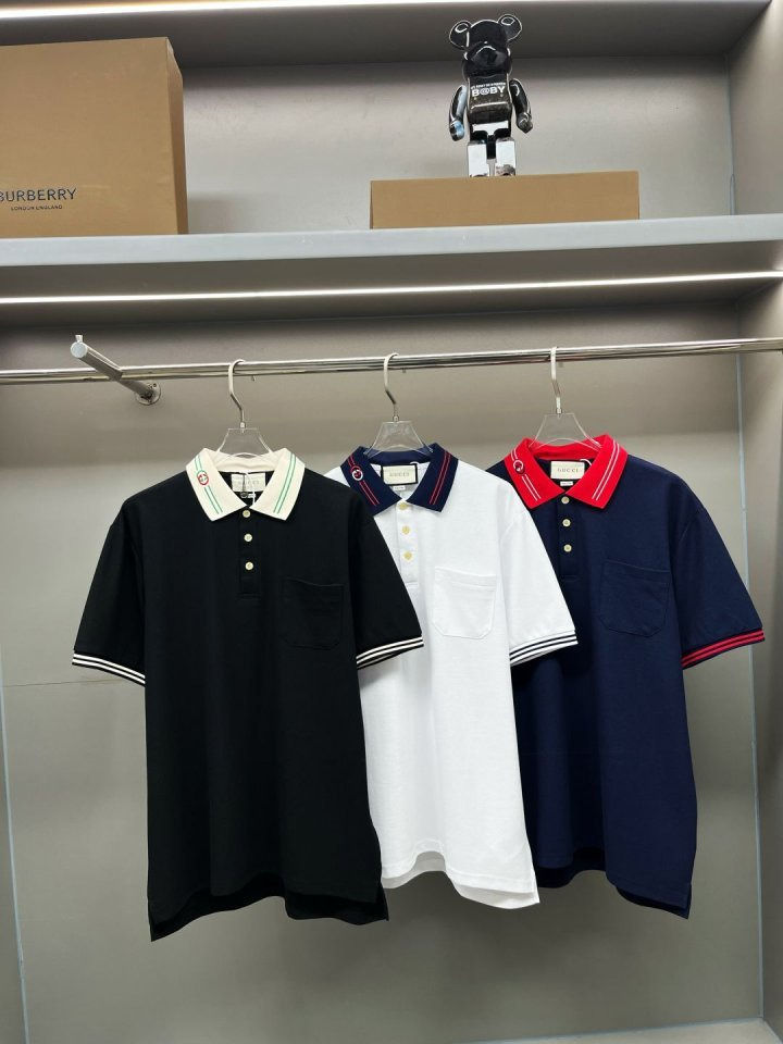 GC 구찌 GC 라인 배색 카라 반팔 