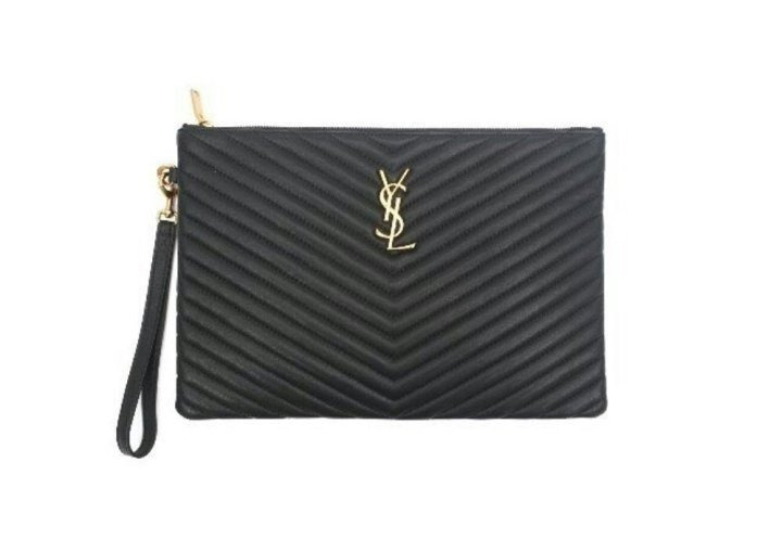 YS 생로랑 쉐브론 클러치 금장 