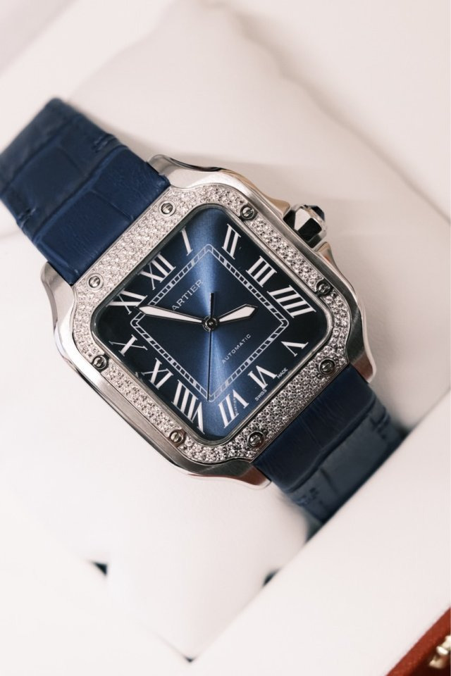 CT 까르띠에 산토스 드 블루 다이아 포맨 38mm 