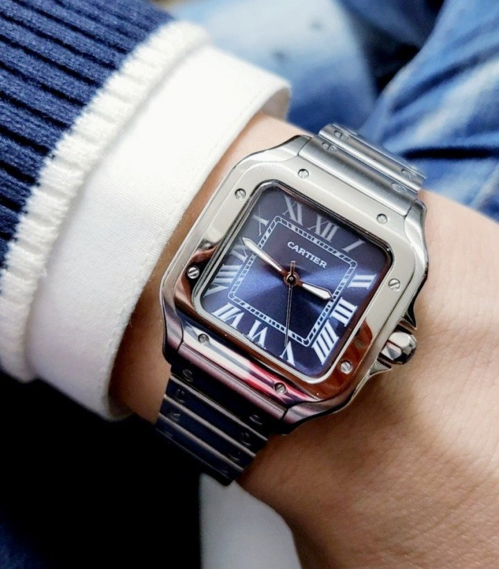 CT 까르띠에 산토스 드 "그라데이션 블루디이얼" 