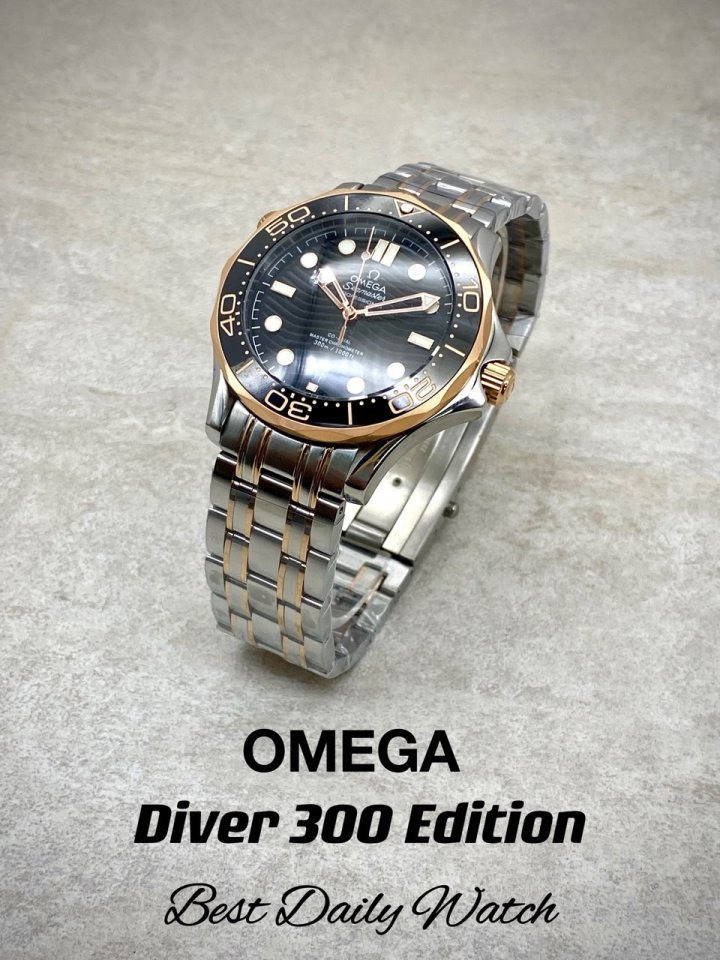 OM 오메가 씨마스터 다이버 300M 블랙다이얼 콤비 
