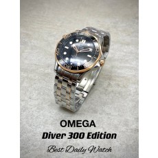 OM 오메가 씨마스터 다이버 300M 블랙다이얼 콤비 