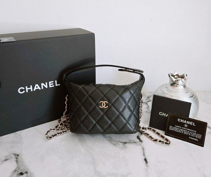 CN 샤넬 [ 고급 ] 25 크루즈 캐비어 스몰 체인 호보백 블랙 1 