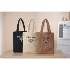 PD 프라다 라피아 롱 토트백