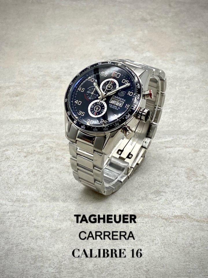 TH 태그호이어 까레라 데이데이트 크로노그래프 블랙다이얼 