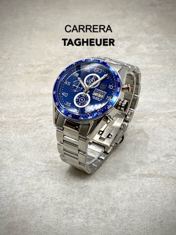 TH 태그호이어 까레라 데이데이트 크로노그래프 블루다이얼 