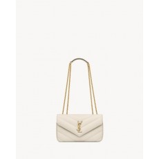 YS 생로랑 [최상급] 램스킨 루루 토이백 스몰 (화이트白金) 801437  