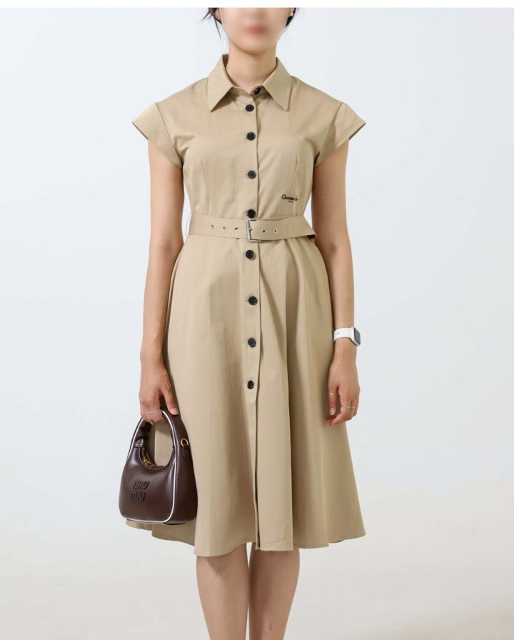 DO 디올 벨티드 로고 카라 원피스  