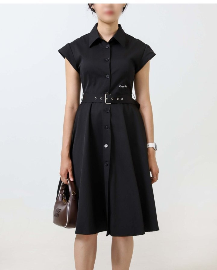 DO 디올 벨티드 로고 카라 원피스  