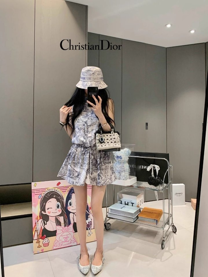 DO 디올 오블리크 하프 민소매 원피스 